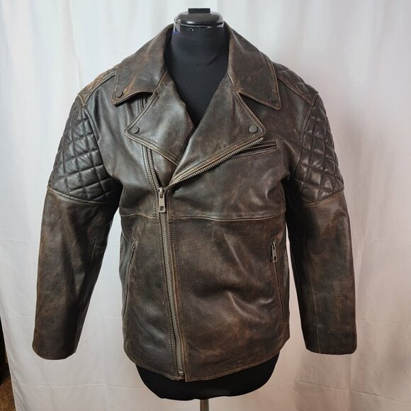 ASOS Design Oversized Biker Jacket - Real Leather with Stitch Detail - Picture 3 of 16